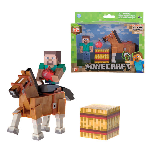 Minecraft Steve with Chestnut Horse Action Figure 2-Pack